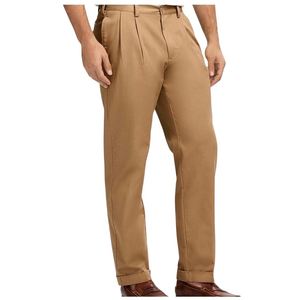 IZOD Mens Khaki Pleated Casual‎ Dress Pants Chino Trousers Size 42x30